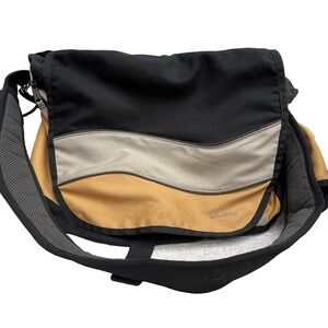 L.L. Bean Vintage Messenger Bag Mustard Yellow Black and Tan Colorblock